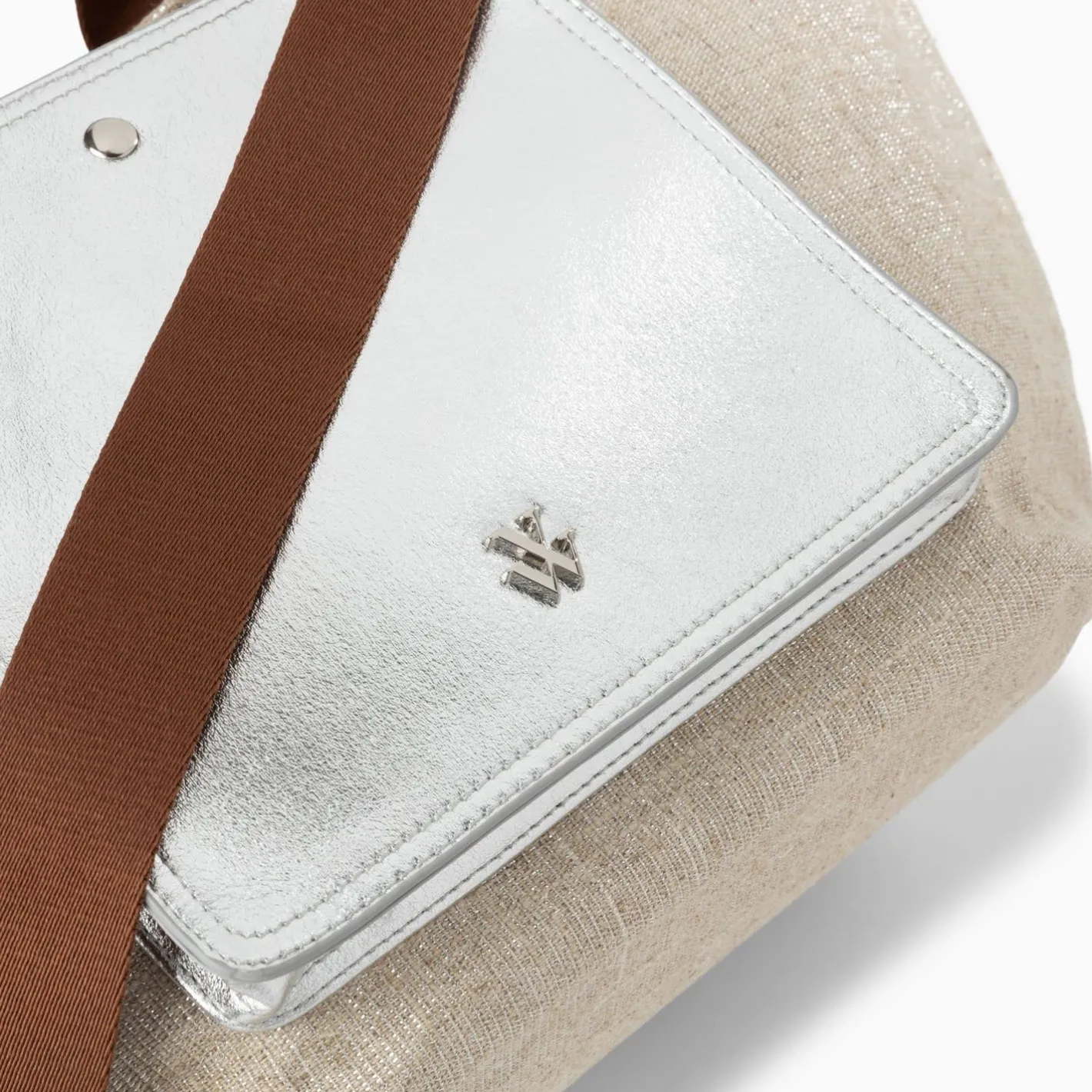 Vanessa Wu Cabas Iris Beige A Pochette Argent Clearance