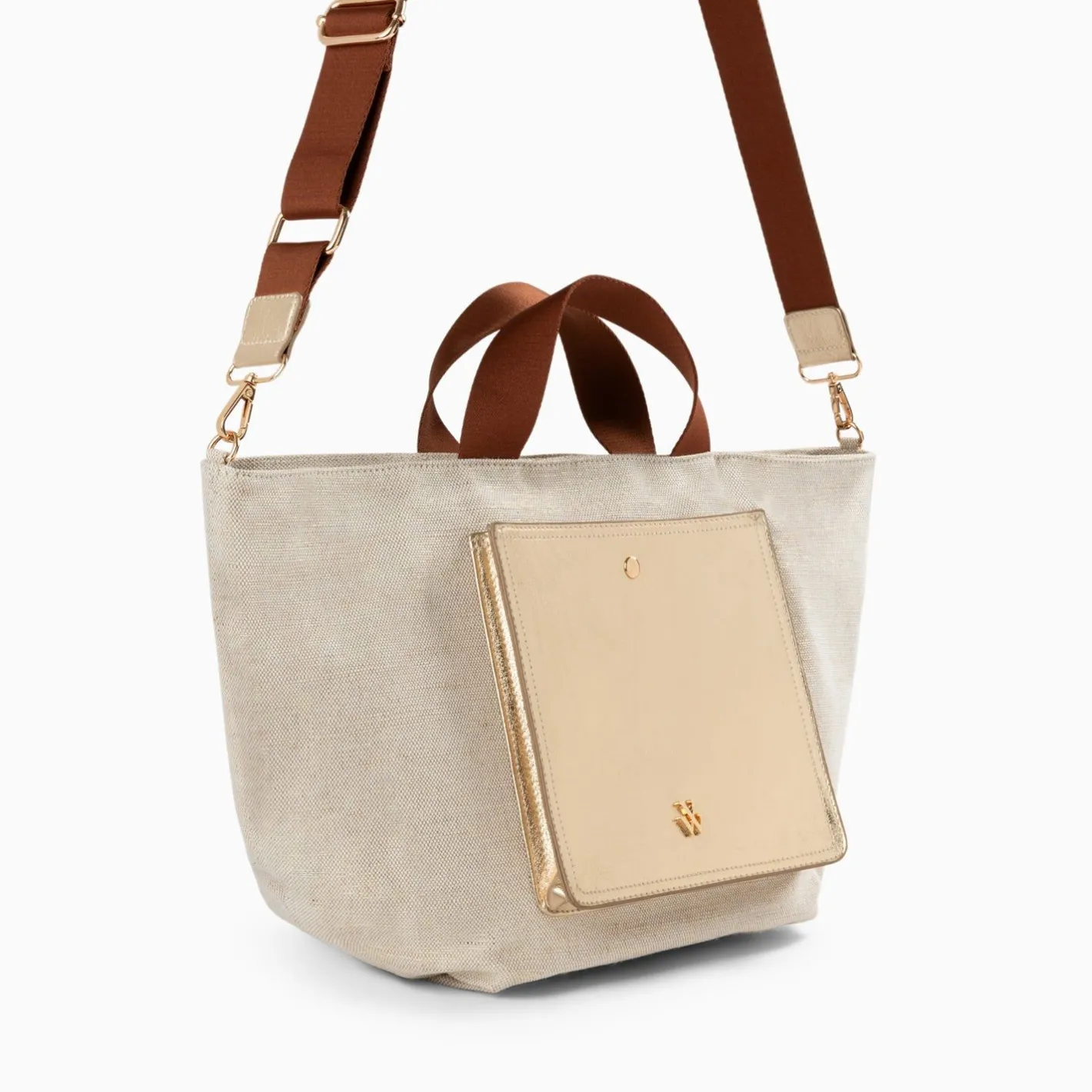 Vanessa Wu Cabas Iris Beige A Pochette Or Outlet