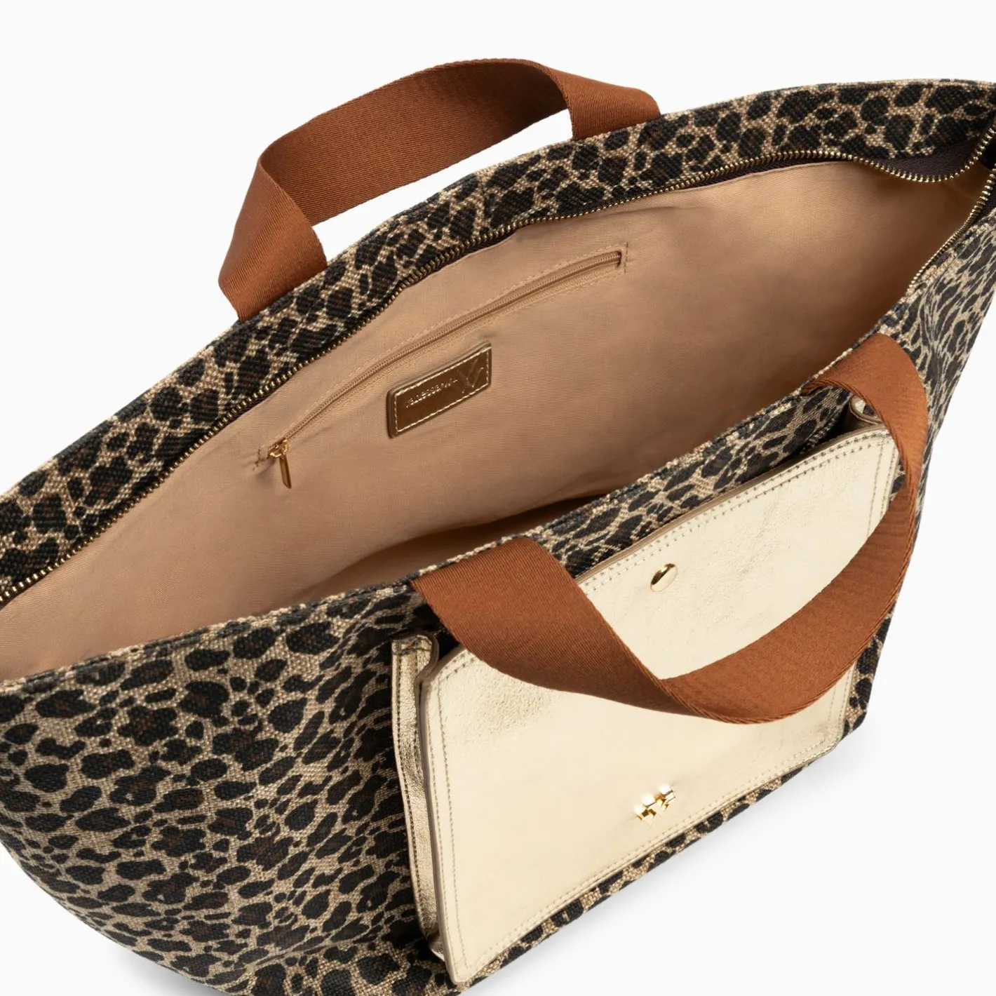 Vanessa Wu Cabas Iris Leopard A Pochette Or New