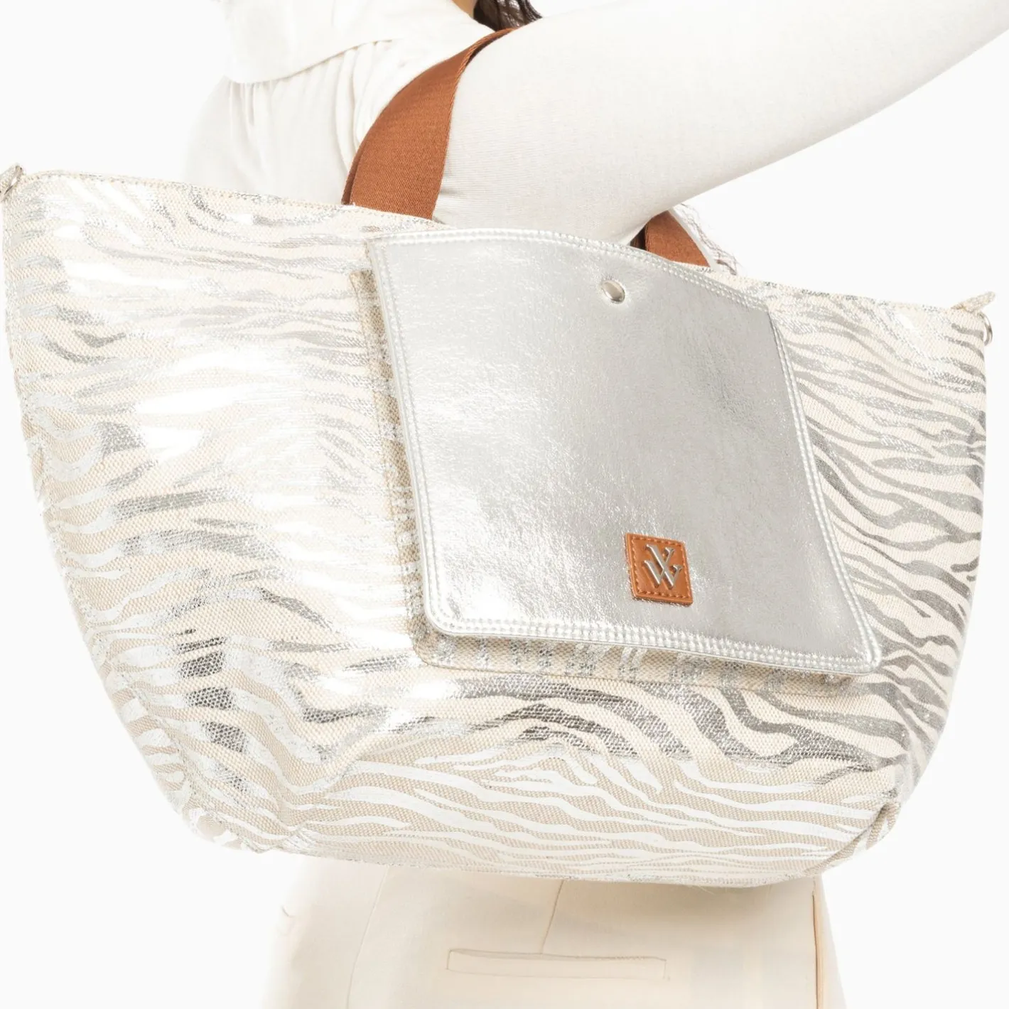 Vanessa Wu Cabas Roxanna Argent Imprime Zebre A Pochette Hot