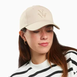 Vanessa Wu Casquette Clem Beige A Monogramme Brode Sale
