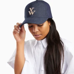 Vanessa Wu Casquette Clem Denim A Monogramme Brode Hot