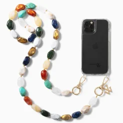 Vanessa Wu Chaine De Telephone Livia En Pierres Multicolores Discount