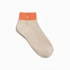 Vanessa Wu Chaussettes Courtes Lia Beige Et Orange Cotelees