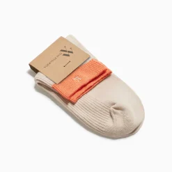 Vanessa Wu Chaussettes Courtes Lia Beige Et Orange Cotelees
