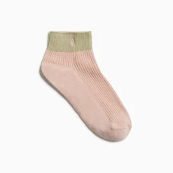 Vanessa Wu Chaussettes Courtes Lia Rose Et Kaki Cotelees Online