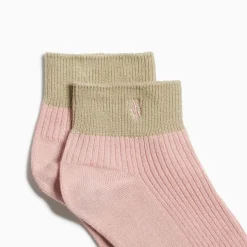 Vanessa Wu Chaussettes Courtes Lia Rose Et Kaki Cotelees Online