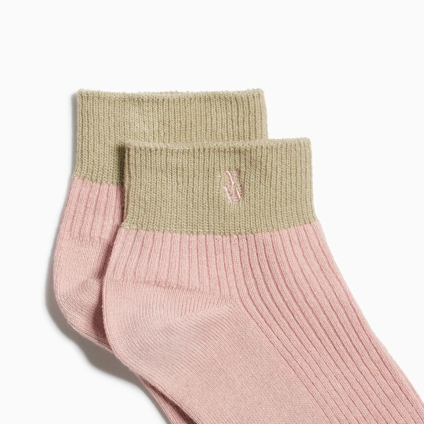 Vanessa Wu Chaussettes Courtes Lia Rose Et Kaki Cotelees Online