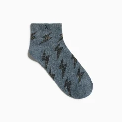 Vanessa Wu Chaussettes Courtes Rachel Grises A Eclairs Noirs Sale