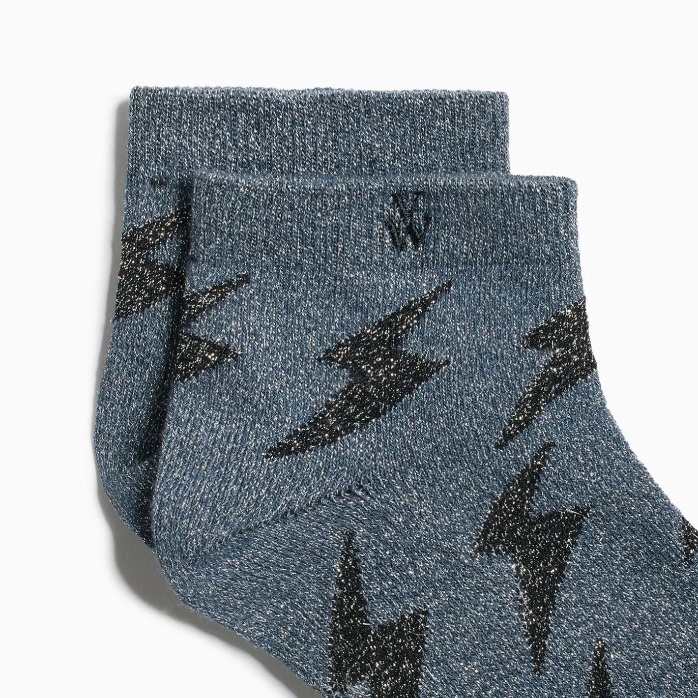 Vanessa Wu Chaussettes Courtes Rachel Grises A Eclairs Noirs Sale