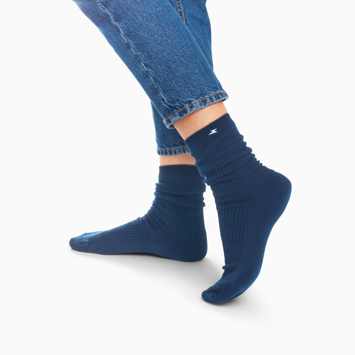 Vanessa Wu Chaussettes Ella Bleu Marine Cotelees Sale
