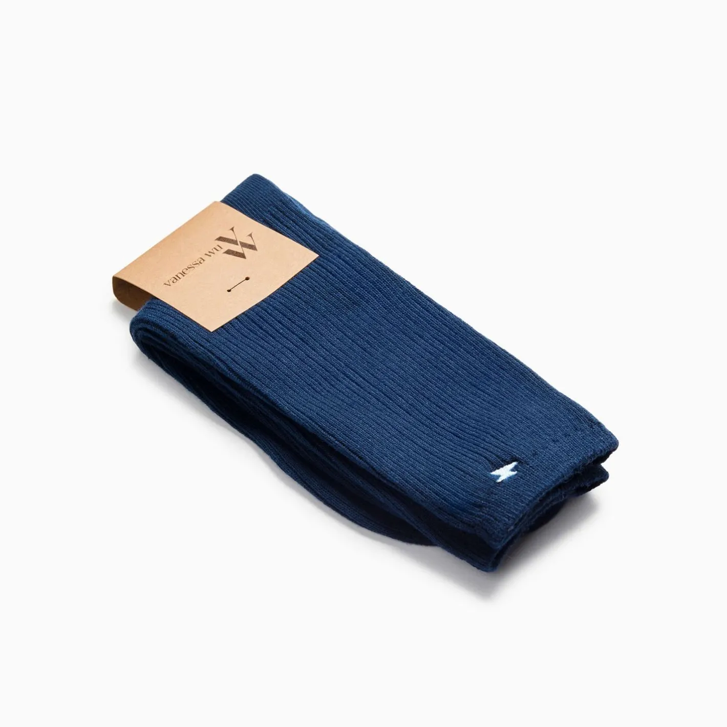 Vanessa Wu Chaussettes Ella Bleu Marine Cotelees Sale