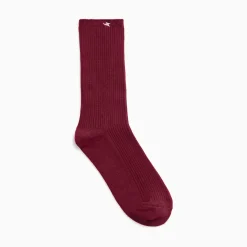 Vanessa Wu Chaussettes Ella Bordeaux Cotelees Discount