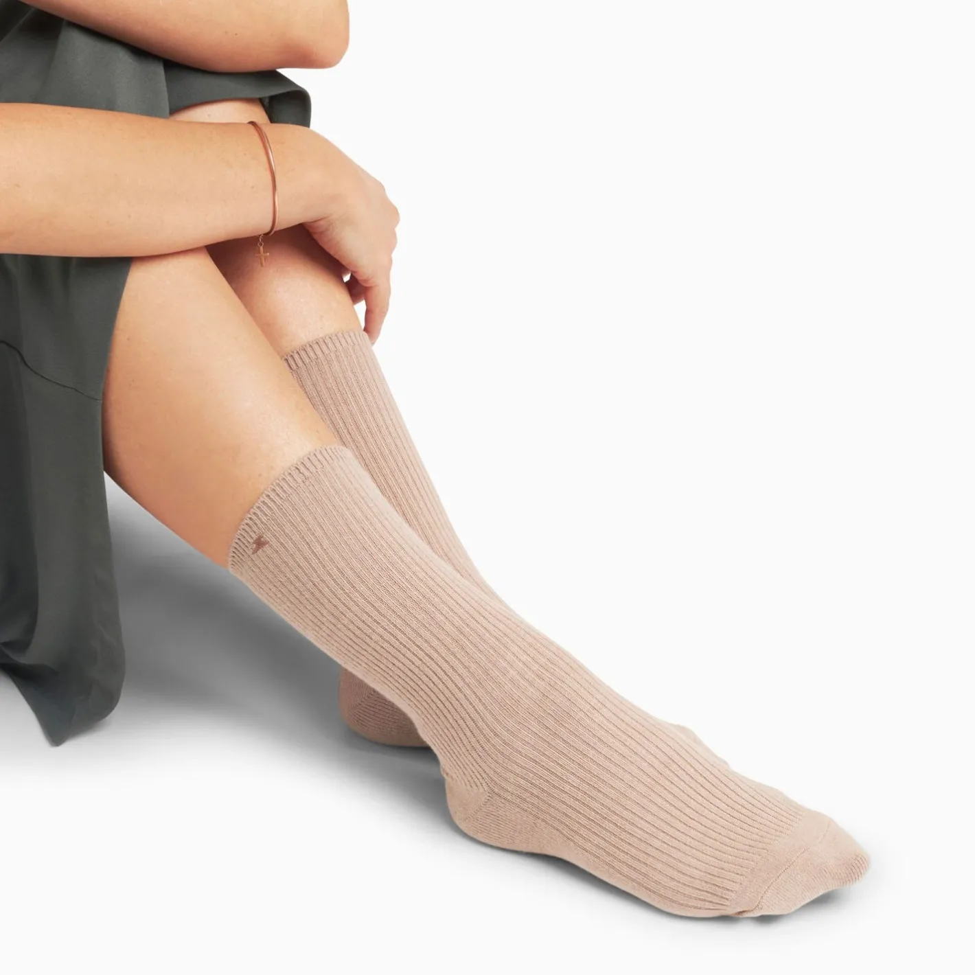 Vanessa Wu Chaussettes Ella Taupe Cotelees Sale