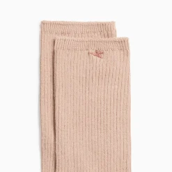 Vanessa Wu Chaussettes Ella Taupe Cotelees Sale