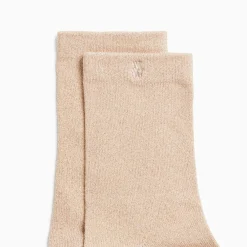 Vanessa Wu Chaussettes Quinn Beige Et Or Paillete Online