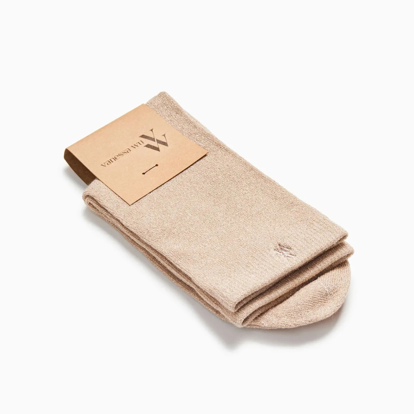 Vanessa Wu Chaussettes Quinn Beige Et Or Paillete Online