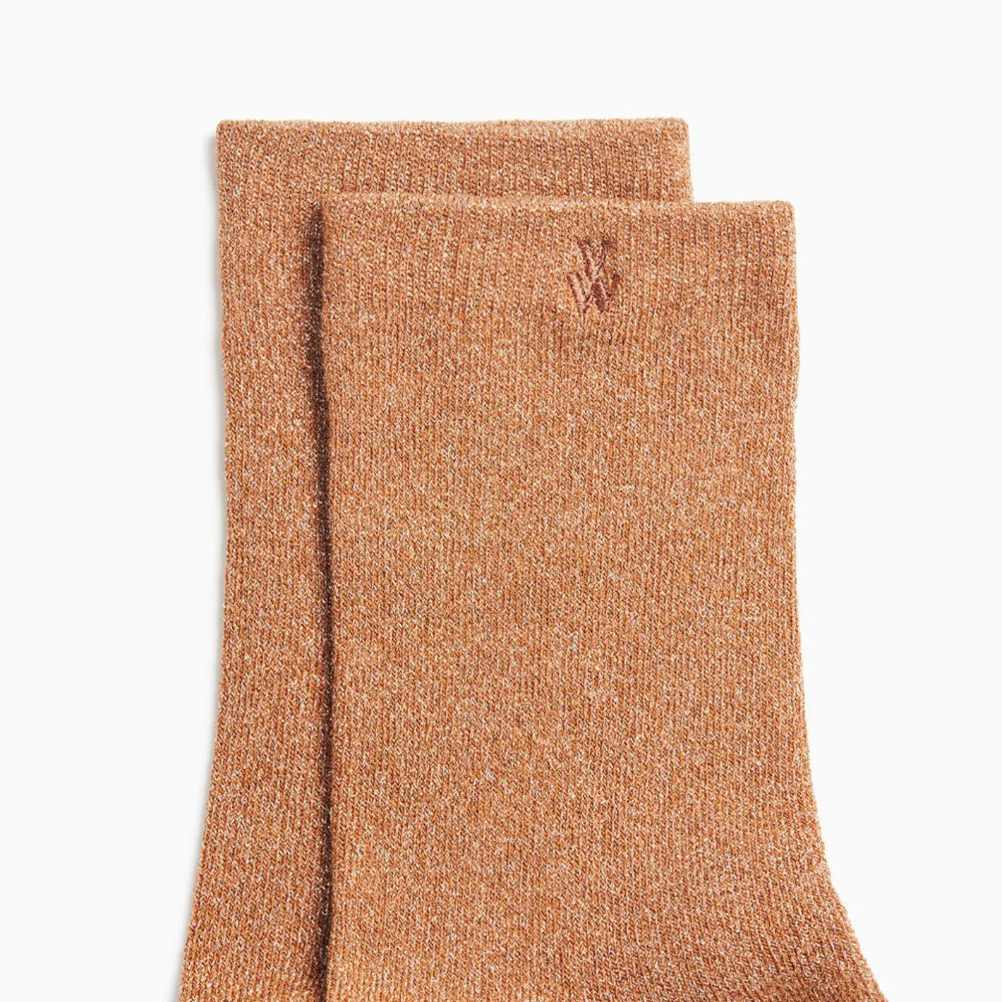 Vanessa Wu Chaussettes Quinn Camel Et Or Paillete