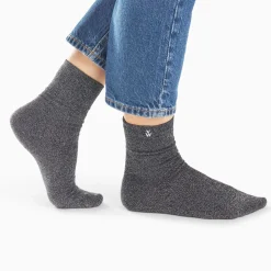 Vanessa Wu Chaussettes Quinn Noir Et Argent Paillete Outlet