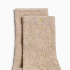 Vanessa Wu Chaussettes Tara Beige Et Leopard Or Sale
