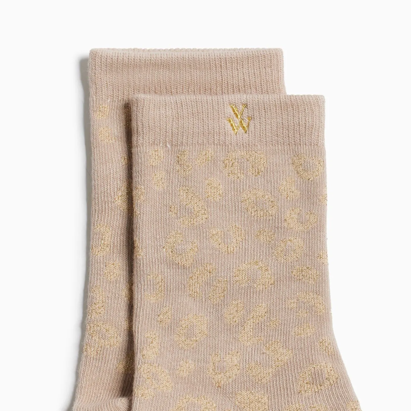Vanessa Wu Chaussettes Tara Beige Et Leopard Or Sale