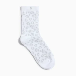Vanessa Wu Chaussettes Tara Blanc Et Leopard Argent Clearance