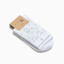 Vanessa Wu Chaussettes Tara Blanc Et Leopard Argent Clearance