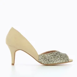 Vanessa Wu Escarpins Peep-Toe Diane Beige Et Champagne Clearance