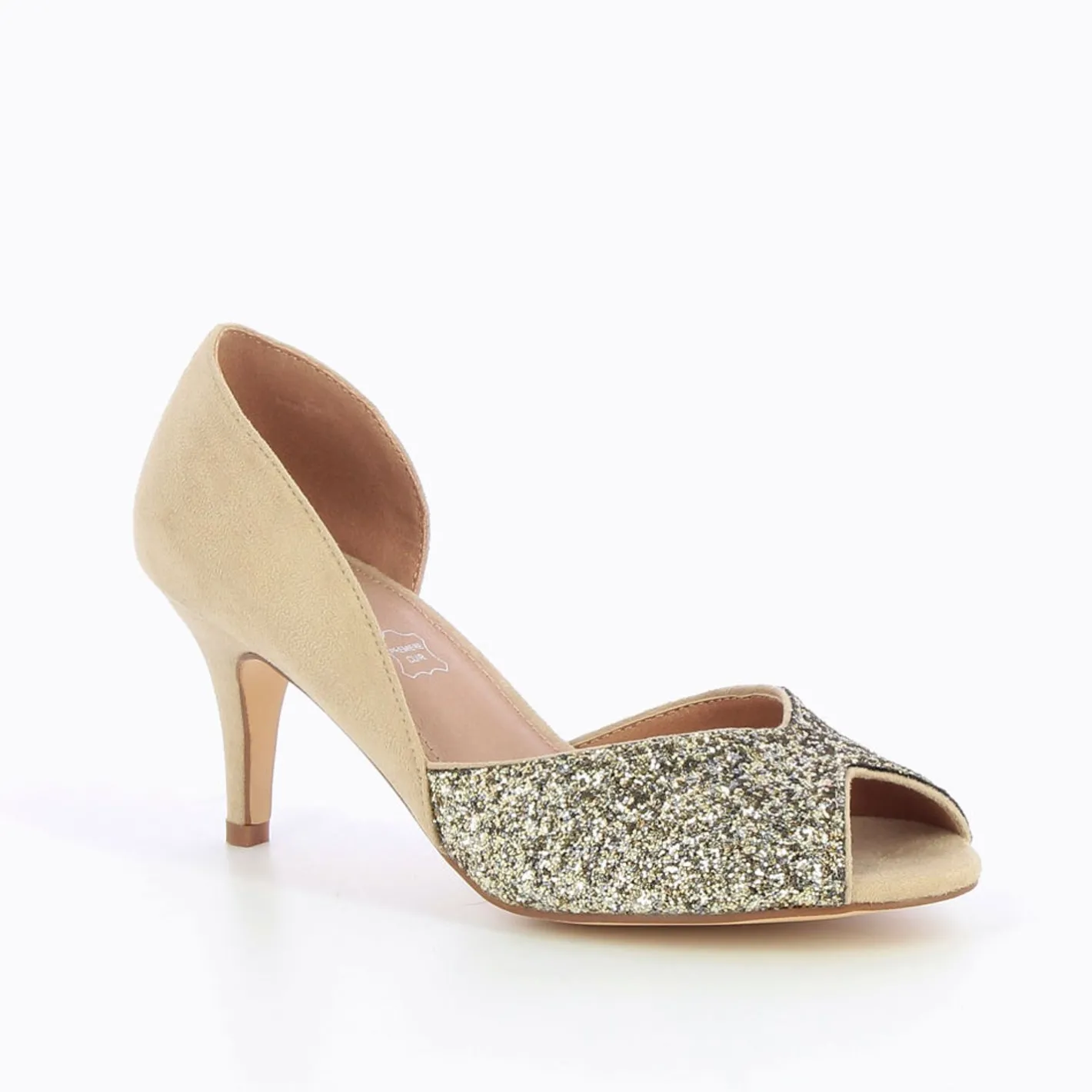 Vanessa Wu Escarpins Peep-Toe Diane Beige Et Champagne Clearance