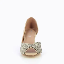 Vanessa Wu Escarpins Peep-Toe Diane Beige Et Champagne Clearance