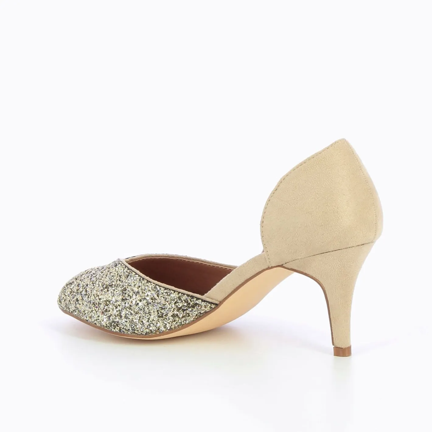 Vanessa Wu Escarpins Peep-Toe Diane Beige Et Champagne Clearance