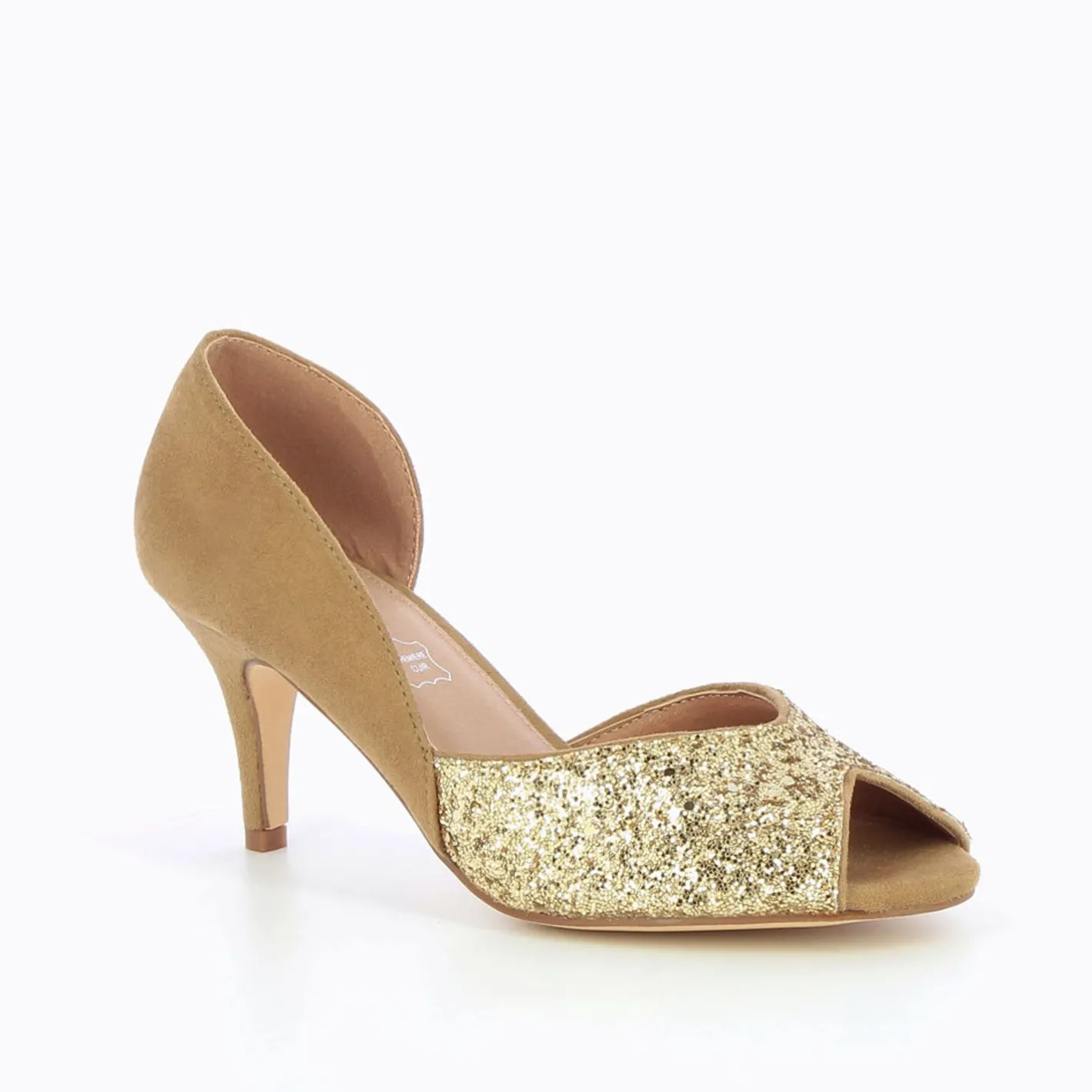 Vanessa Wu Escarpins Peep-Toe Diane Camel Et Or Hot