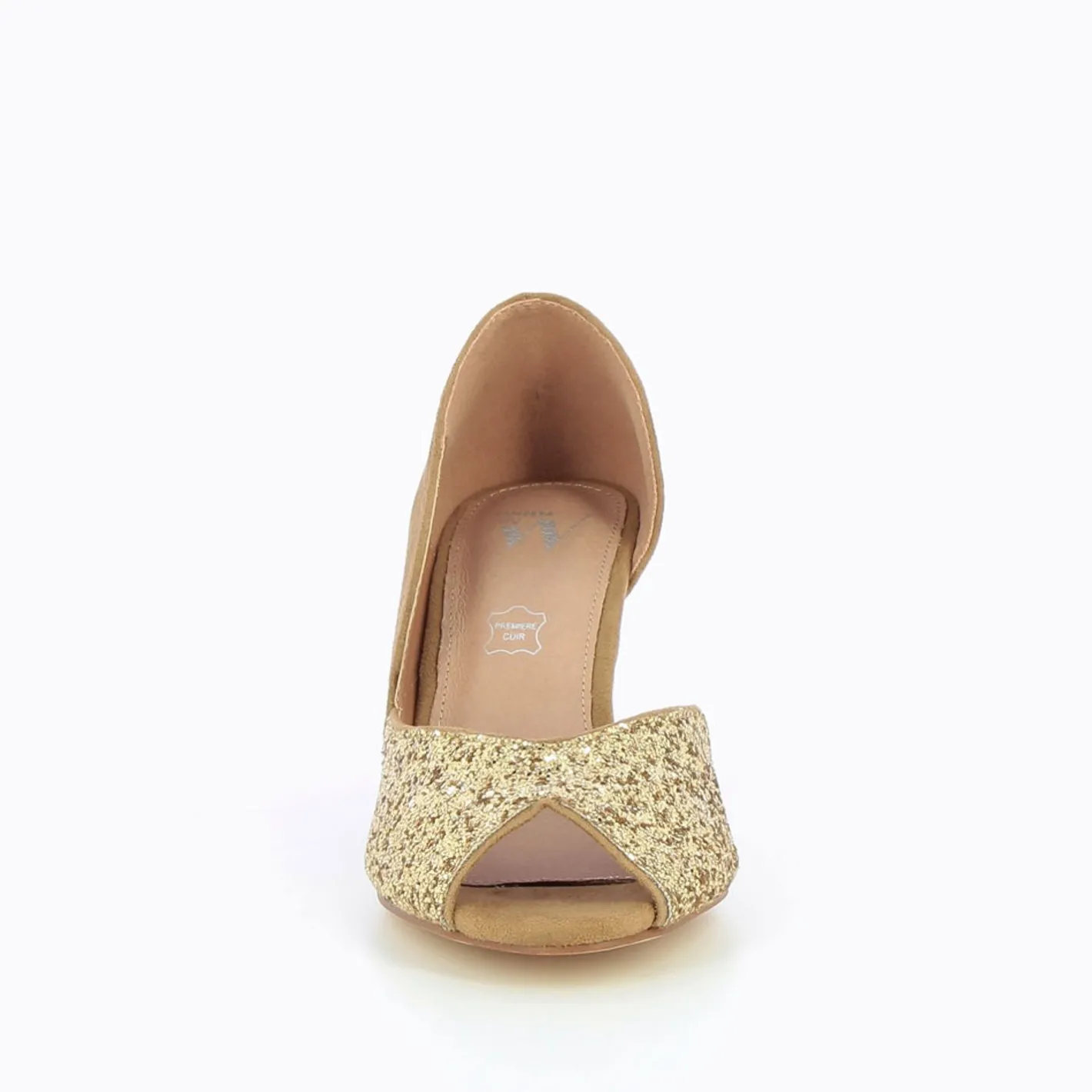Vanessa Wu Escarpins Peep-Toe Diane Camel Et Or Hot