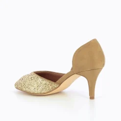 Vanessa Wu Escarpins Peep-Toe Diane Camel Et Or Hot