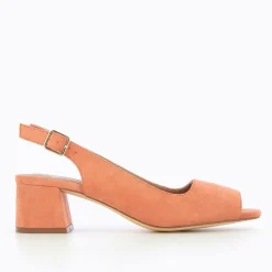 Vanessa Wu Escarpins Peep-Toe Maureen En Suedine Saumon Discount