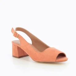 Vanessa Wu Escarpins Peep-Toe Maureen En Suedine Saumon Discount