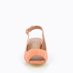 Vanessa Wu Escarpins Peep-Toe Maureen En Suedine Saumon Discount