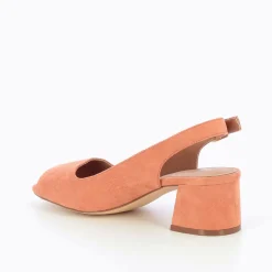 Vanessa Wu Escarpins Peep-Toe Maureen En Suedine Saumon Discount