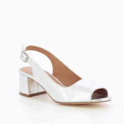 Vanessa Wu Escarpins Peep-Toe Maureen Effet Craquele Argent Discount