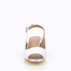 Vanessa Wu Escarpins Peep-Toe Maureen Effet Craquele Argent Discount
