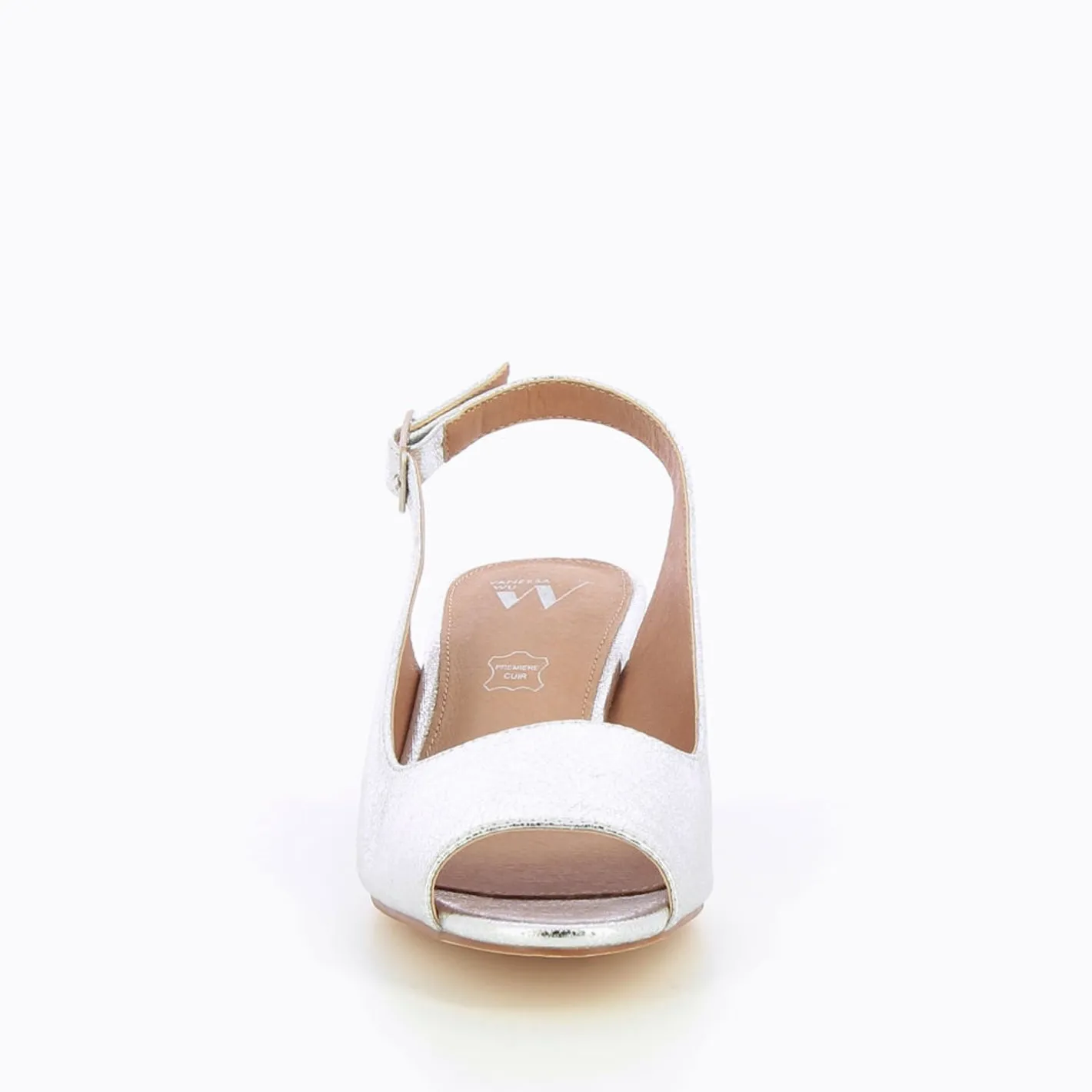 Vanessa Wu Escarpins Peep-Toe Maureen Effet Craquele Argent Discount