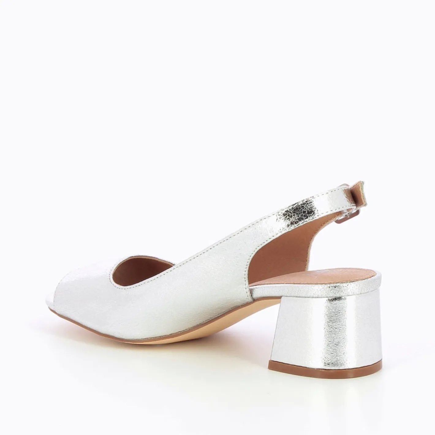 Vanessa Wu Escarpins Peep-Toe Maureen Effet Craquele Argent Discount