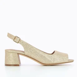 Vanessa Wu Escarpins Peep-Toe Maureen A Paillettes Or Best