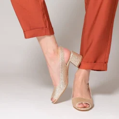 Vanessa Wu Escarpins Peep-Toe Maureen A Paillettes Or Best
