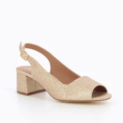 Vanessa Wu Escarpins Peep-Toe Maureen A Paillettes Or Best