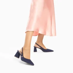 Vanessa Wu Escarpins Slingback Lara Marine A Bout Pointu Hot