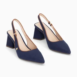 Vanessa Wu Escarpins Slingback Lara Marine A Bout Pointu Hot