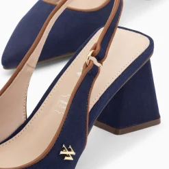 Vanessa Wu Escarpins Slingback Lara Marine A Bout Pointu Hot