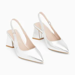 Vanessa Wu Escarpins Slingback Lara Argent A Bout Pointu Best