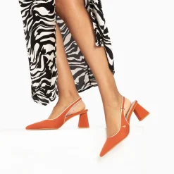 Vanessa Wu Escarpins Slingback Lara Orange A Bout Pointu Outlet